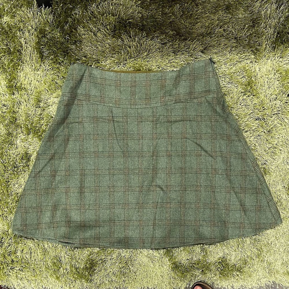 Vintage Sevier Skirts - Green & Brown Plaid Wool Skater Mini Skirt - Size XL